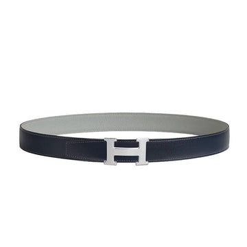 HERMES 5382 ポブール ベルト バックル リバーシブル 両面 32mm ブルー マリン 95 メンズ レザー ベルト H010758UK05 158410087 [P]