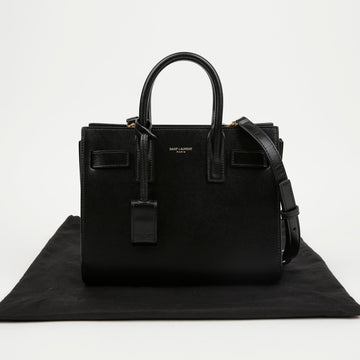 SAINT LAURENT Tote Bag aus glattem Leder in Schwarz mit goldenen Akzenten 158191153 [P]