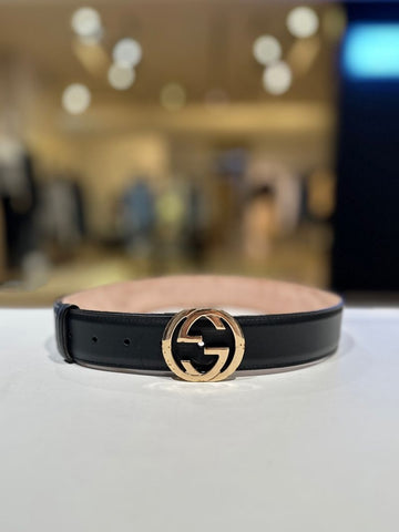 GUCCI インターロッキング ブラック ベルト 370543 158410933 [P]