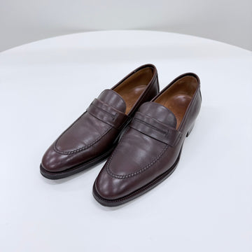 Hermes Leather Loafers Dark Brown 158435922 [P]