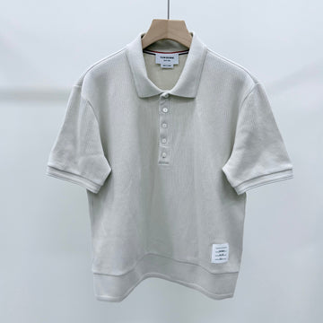 Thom Browne Cotton Short Sleeve Polo Ivory 158435961 [P]