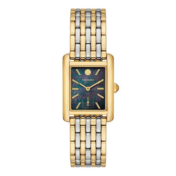 TORY BURCH The Eleanor Damen Metallarmbanduhr mit Perlmutt-Square TBW1084 144765608 [P]