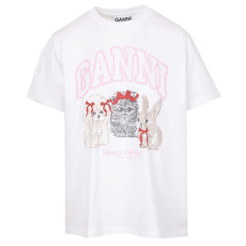 Ganni 26SS A1050029 151 Animal Print White T-Shirt 150785383 [P]