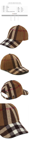 BURBERRY 24SS チェック ウール ベースボールキャップ ブラウン 8036924 72618946 [P]