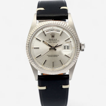 ROLEX Vintage Day-Date 36 Original Zifferblatt Weißgold Herren Leder Uhr Unbenutzt 1970 158459228 [P]