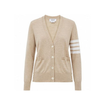 THOM BROWNE サイドライン Vネック ウール カーディガン ベージュ FKC334A Y1014 260 158461867 [P]