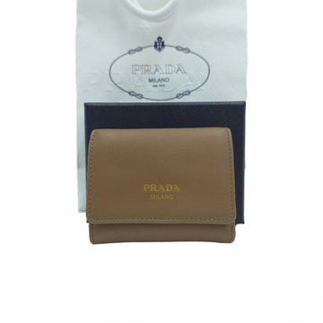 Prada Small Leather Tri-Fold Wallet Caramel 12345 158463346 [P]