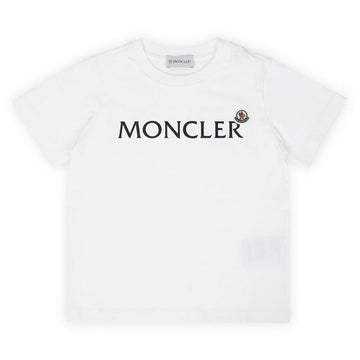 MONCLER Kids Lettering Logo Wappen T-Shirt (Weiß) 8C00015 89AFV 034 8,10A 129172713 [P]