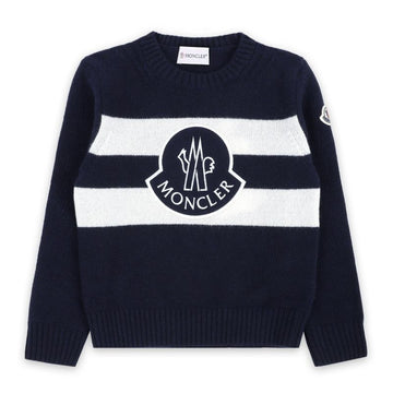 MONCLER モンクレール キッズ ビッグロゴ ウール ニット ネイビー 9C00002 M1241 750 8,10A 102371514 [P]