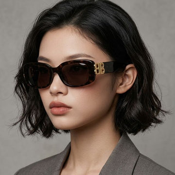 BALENCIAGA Sonnenbrille 002 im luxuriösen Leopardenmuster aus Horn für Damen und Herren 155781057 [P]