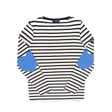 SAINT JAMES ボザーニ ストライプ エルボ ハート パッチ 長袖 Tシャツ 8649 ECRU MARI MER 144734738 [P]