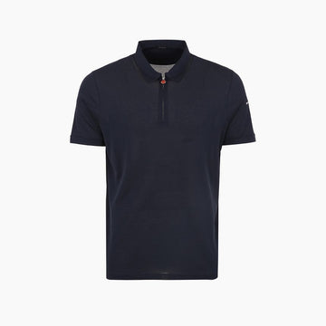 KITON Logo gesticktes Kurzarm-Polo mit Reißverschluss Blau-Navy 157912917 [P]