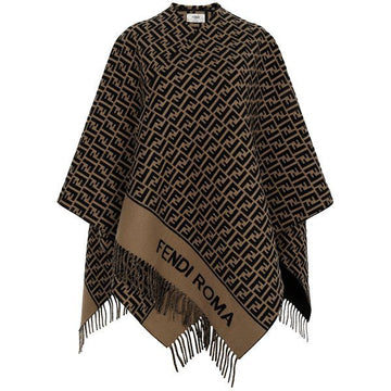 FENDI 26SS ブラウン FF ウール カシミヤ ケープ FXX723 AQCW F0QE1 158468084 [P]
