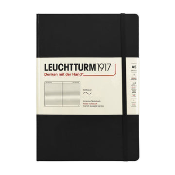 LEUCHURM Softcover Mittel A5 Schwarz, Drahtnotizbuch 157225084 [P]