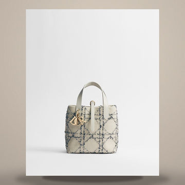 LOUIS VUITTON Dior Tote Bag Small Beige & Blue Macrokanage Cotton Boucle 158470140 [P]