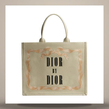 LOUIS VUITTON Dior Buch Tote Bag groß beige, rosa, schwarz mit besticktem Buchcover (42 x 35 x 18 cm) M1349PEWL_M38I 158470335 [P]