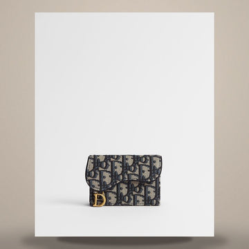Dior Saddle Bloom Card Holder Blue Oblique Jacquard 158470361 [P]