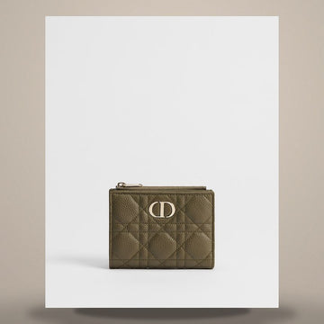 DIOR Karo Dahlia Wallet Khaki Cannage Grain Kalbsleder 158470378 [P]