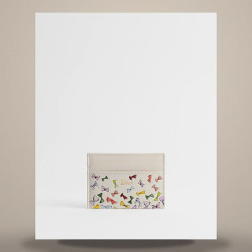 Dior Riviera Prizia Card Holder Latte Calfskin & Multi-Color Bow Print S2432OUVQ_M941 158470397 [P]