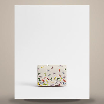 DIOR Riviera - Geldbörse Tulpe Latte Kalbsleder & Multicolor Schleifenmuster S2428OUVQ_M941 158470400 [P]