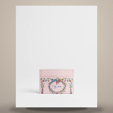 Dior Riviera Card Holder Supérieure Pink Calfskin & Multi Color Arabesque Print 158470405 [P]
