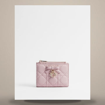Dior Lady Dalia Wallet Rose Tendre Cannage Lambskin 158470414 [P]