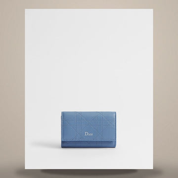 Dior Trianon Glycine Wallet Blue Meiosotis Flat Cannage Lambskin 158470432 [P]