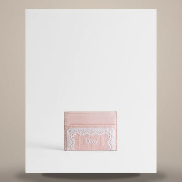 Dior Oblique Frisia Card Holder Supérieur Pink Oblique Jacquard & White Lace 158470454 [P]