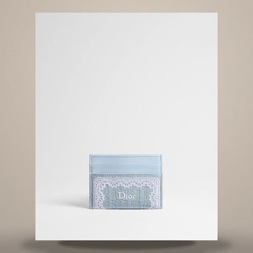 Dior Oblique Frisia Card Holder Blue Celeste Embroidery & White Lace S2400PUKL_M259 158470455 [P]