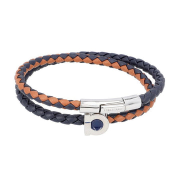 Salvatore Ferragamo Gancini Two-Tone Braided Large Leather Bracelet 157314638 [P]