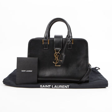 SAINT LAURENT Damentasche Baby Leder Tote Schwarz mit goldfarbenen Details 158376456 [P]