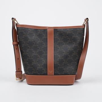 CELINE トリオンフ キャンバス カーフスキン スモール バケットバッグ 158188307 [P]