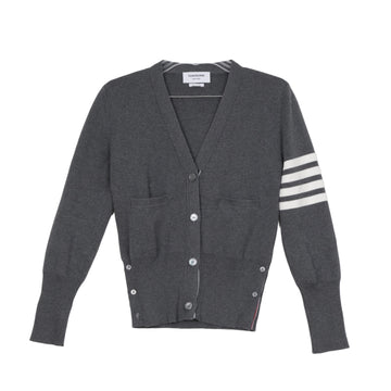 Thom Browne Women's Milano Stitch 4-Bar V-Neck Cardigan Gray 158377729 [P]