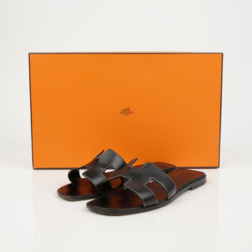 HERMES Oran Sandalen Kalbsleder Schwarz 158335095 [P]