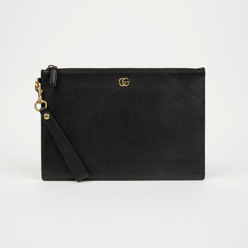 GUCCI Leder Clutch Tasche Schwarz Gold 158379082 [P]