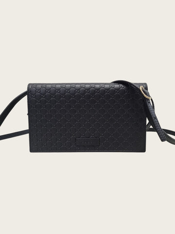 Gucci Black Leather GG Microsima Mini Crossbody Bag 158480297 [P]
