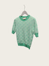 Gucci Mint GG Jacquard Cotton Wool Blend Knit Sweater Short Sleeve 158480333 [P]