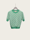 Gucci Mint GG Jacquard Cotton Wool Blend Knit Sweater Short Sleeve 158480333 [P]