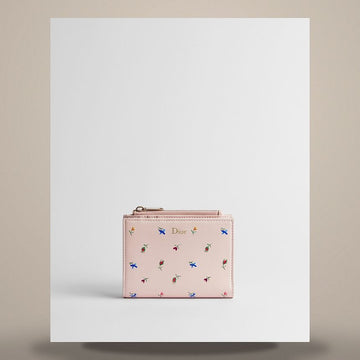 DIOR Wallet Dalia Supérieure Pink Lammleder & Multicolor Revolution Flower Motivdruck 158480519 [P]