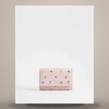 DIOR Glycine Geldbörse in Moulure Pink Lammleder & Multicolor Revolution Blumenmotiv Druck S2406OUJE_M03I 158480523 [P]