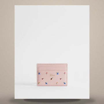 DIOR Kartenetui Amour Frisia Supérieure Pink Lammleder & Multi-Color Revolution Flower Motif Print 158480524 [P]