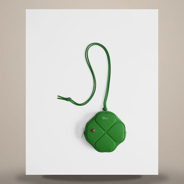 Dior Petite Trefle Code Coin Purse Clover Lucky Green Smooth Lambskin 158480534 [P]