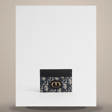 Dior 30 Montaigne Freesia Card Wallet Blue Oblique Jacquard 158480554 [P]