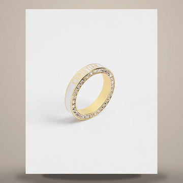 Dior Night Code Ring Gold Finish Metal & Crystal, White Lacquer R2278WOMLQ_D301 158480713 [P]