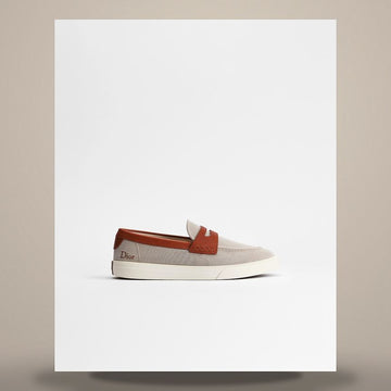 DIOR Riviera Chester Loafer Beige Baumwoll-Canvas & Braun Glattleder 3LO370ADU_H700 158480757 [P]