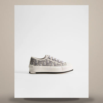 DIOR Plattform-Sneaker in Stein-Grau mit Oblique Stickerei aus Baumwolle 158481716 [P]
