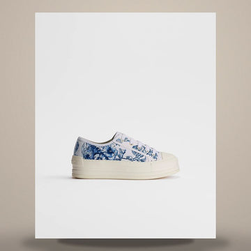 Dior Walk and Platform Sneakers White & Blue Toile de Jouy Flower Garden Embroidered Cotton KCK545TJW_S70W 158481718 [P]
