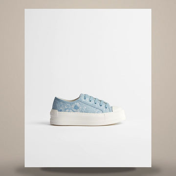 Dior Riviera Walk and Platform Sneakers White & Blue Toile de Jouy Floral Garden Embroidered Cotton 158481720 [P]