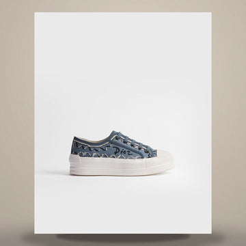 Dior Riviera Work and Platform Sneakers Blue Painted Ribbon Embroidery Cotton KCK545BME_S11G 158481722 [P]