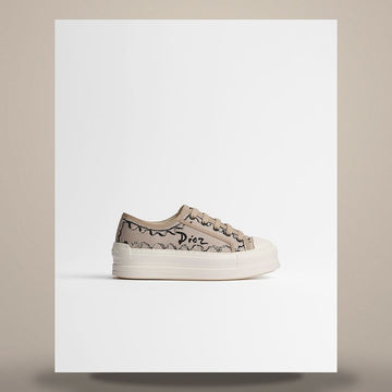 Dior Riviera Walk and Platform Sneakers Natural Painted Ribbon Embroidery Cotton 158481726 [P]